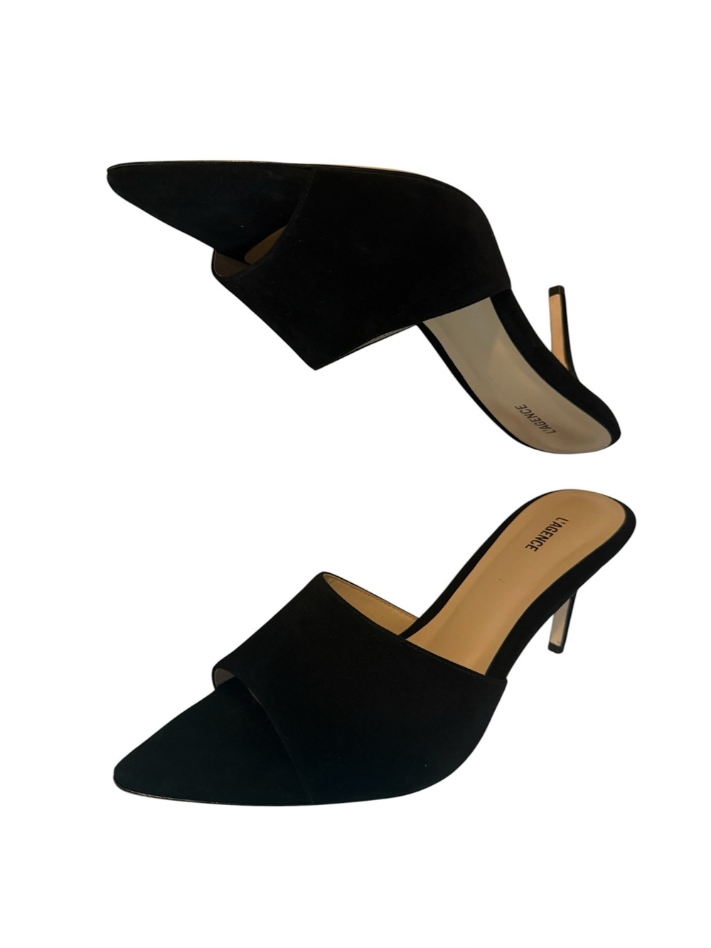 NIB L'AGENCE Lolita V Heeled Sandals in Black Suede Size 9 - Picture 4 of 7